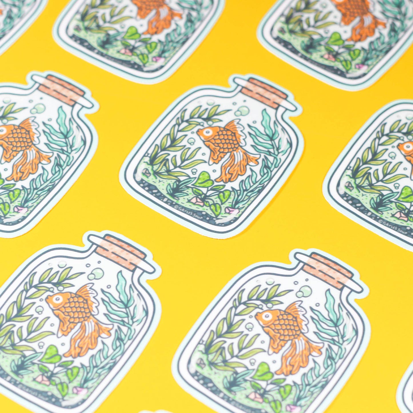 Aquatic Goldfish Terrarium Jar Vinyl Sticker - Cloverdilly Kids