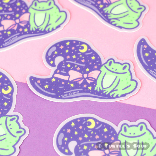 Witchy Frog Hat Halloween Costume Toad Vinyl Sticker - Cloverdilly Kids
