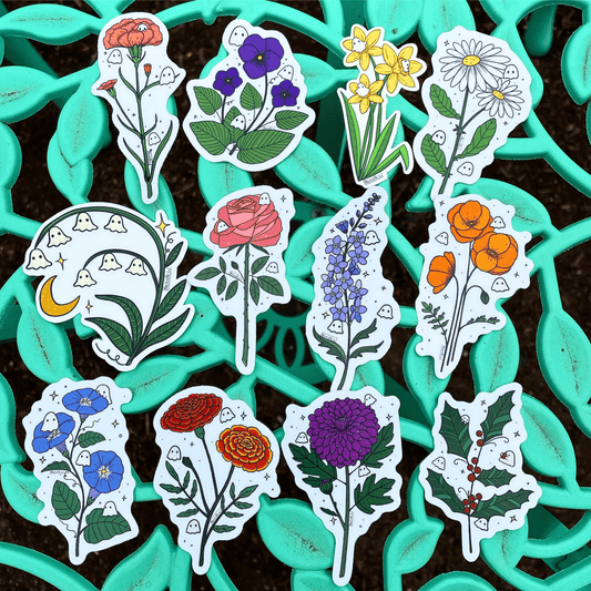 Floral Ghost Sticker Series - Cloverdilly Kids
