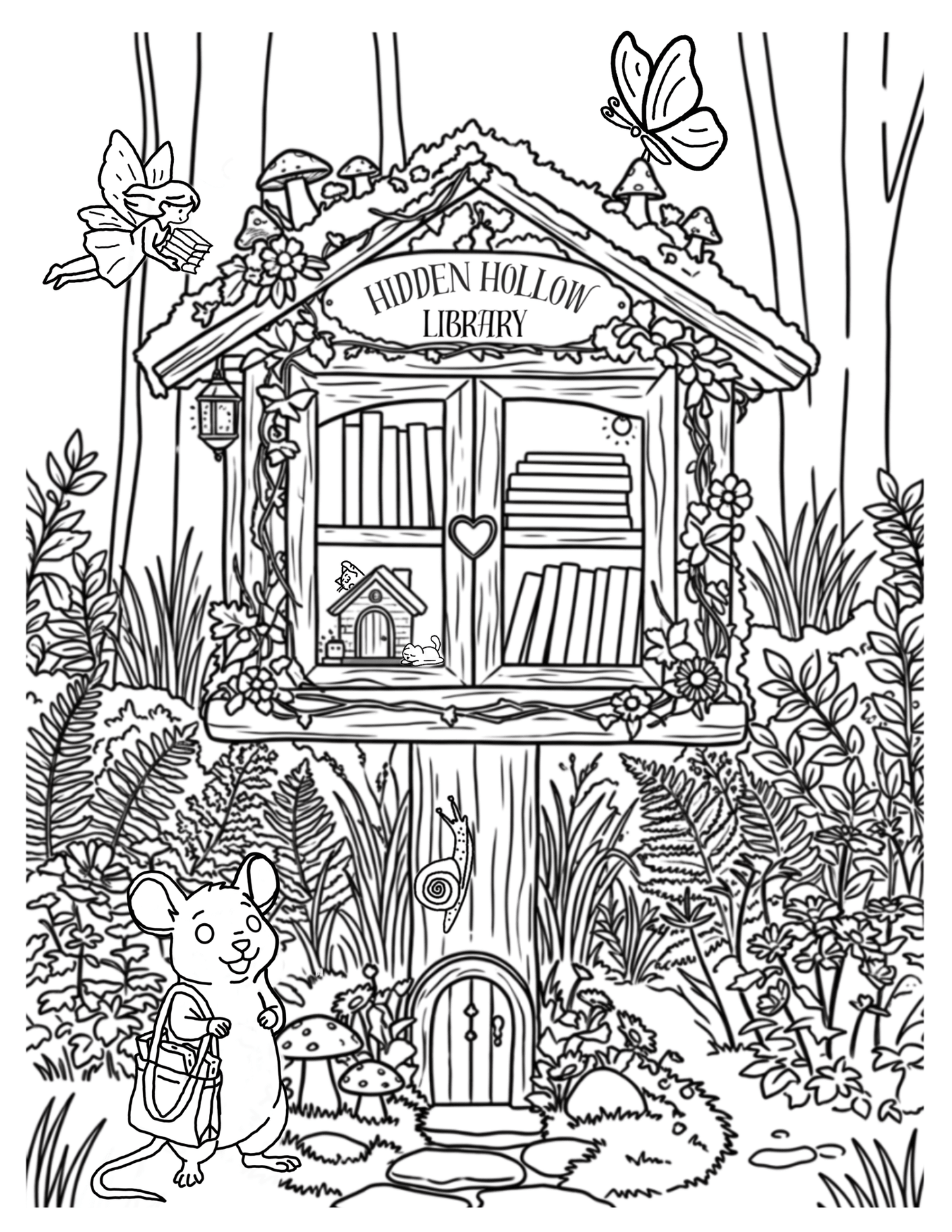 Hidden Hollow Vol. 1 - Cozy Reading Nooks, Digital Coloring Book - Cloverdilly Cottage Shoppe