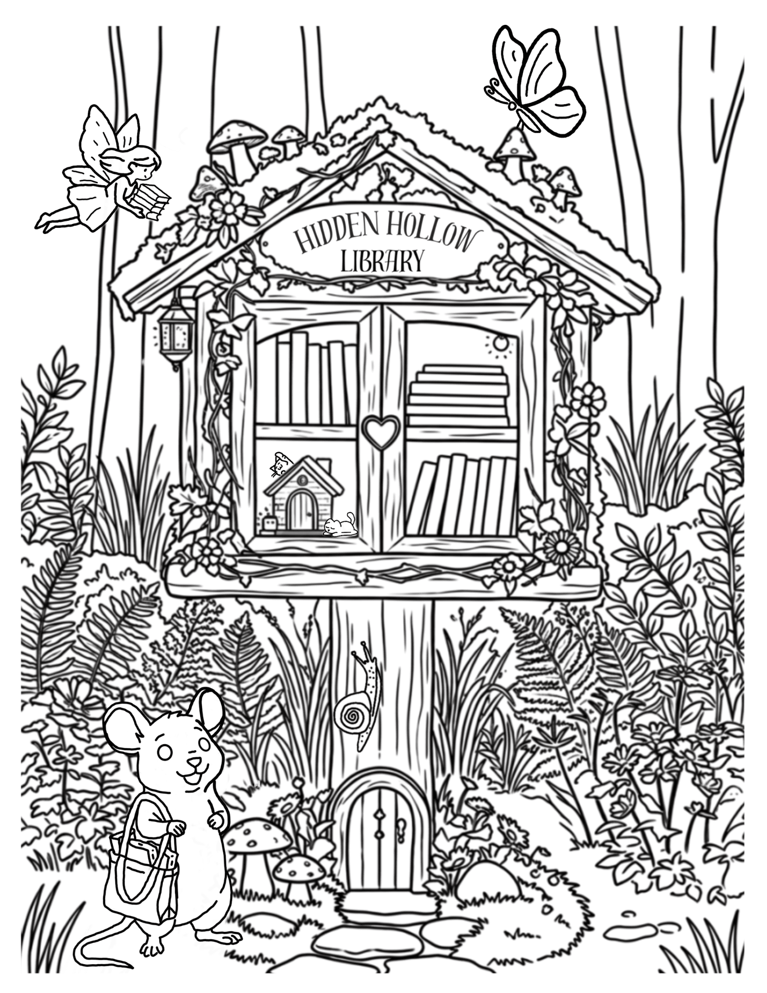 Hidden Hollow Vol. 1 - Cozy Reading Nooks, Digital Coloring Book - Cloverdilly Cottage Shoppe