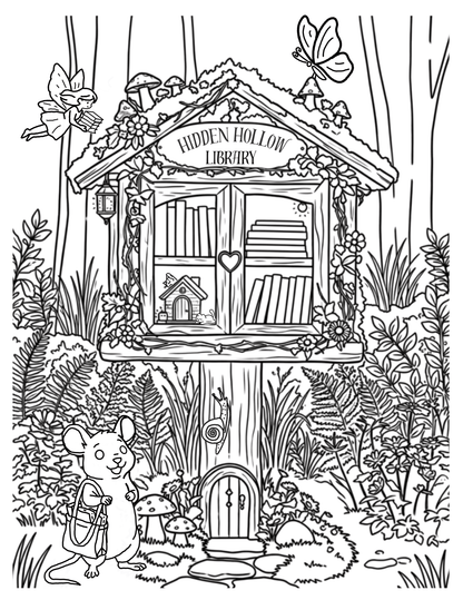 Hidden Hollow Vol. 1 - Cozy Reading Nooks, Digital Coloring Book - Cloverdilly Cottage Shoppe