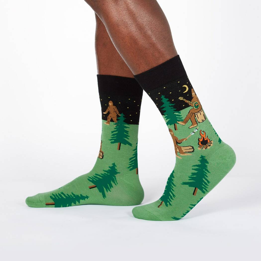 Sasquatch Camp Out - Men's Crew Socks - Cloverdilly Cottage Shoppe