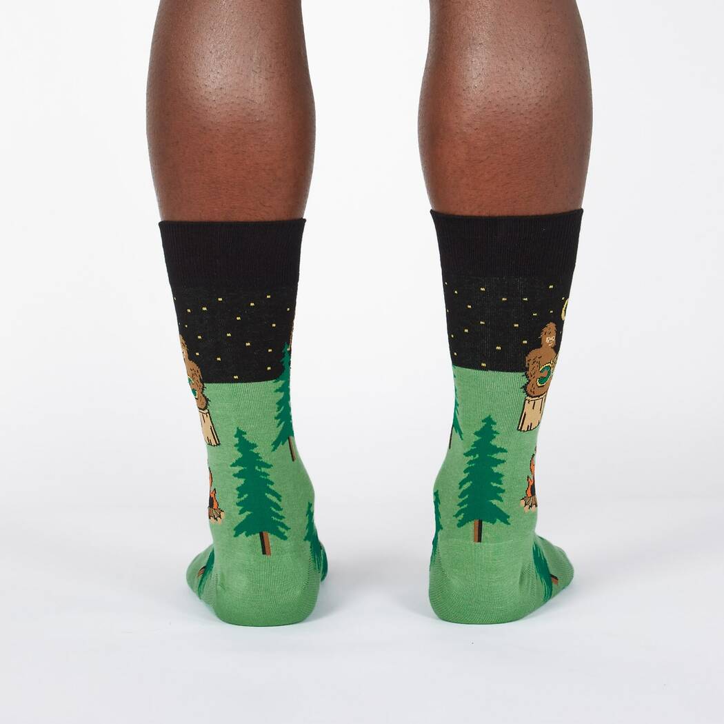 Sasquatch Camp Out - Men's Crew Socks - Cloverdilly Cottage Shoppe