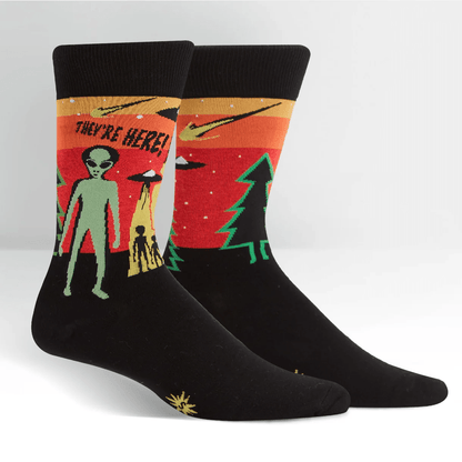 They're Here - Men's Crew Socks - Cloverdilly Cottage Shoppe