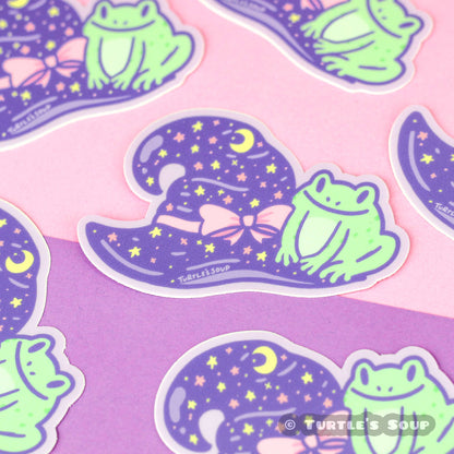 Witchy Frog Hat Halloween Costume Toad Vinyl Sticker - Cloverdilly Kids