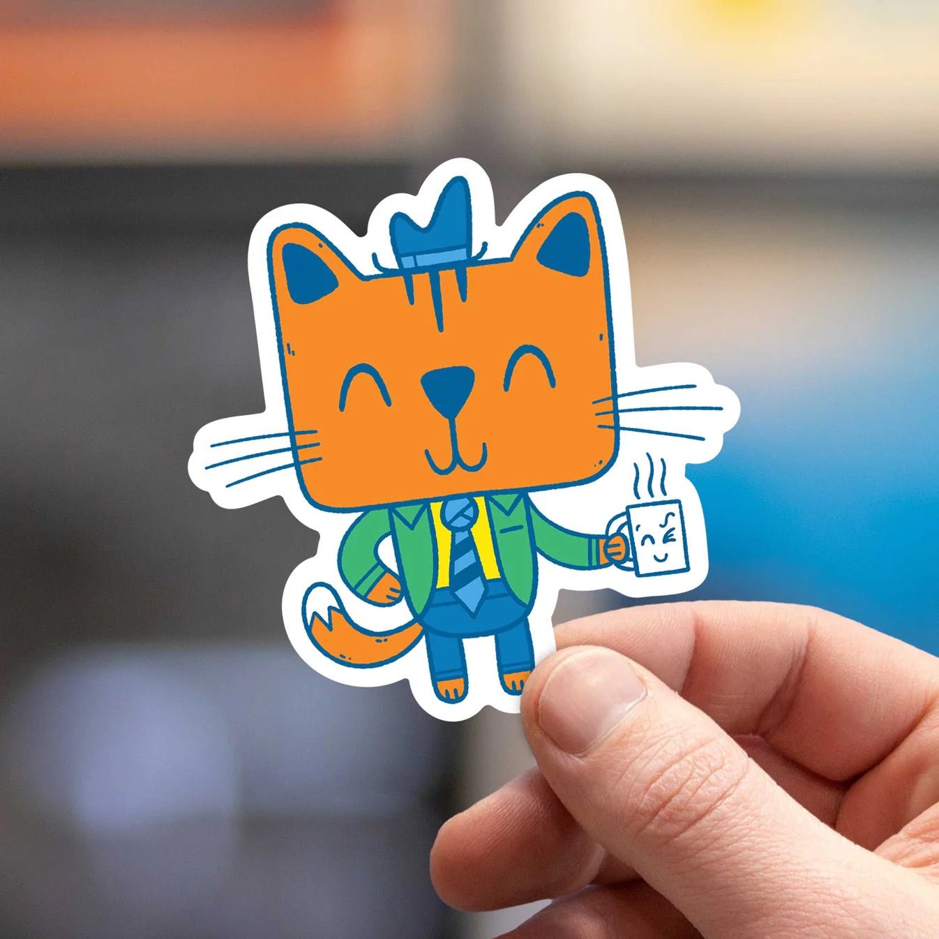 Working Cat Sticker - Cloverdilly Kids